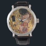 Gustav Klimt: The Kiss (Detail) Watch<br><div class="desc">A beautiful classic watch featuring a romantic couple sharing a kiss,  painted by the Austrian symbolist painter Gustav Klimt.</div>