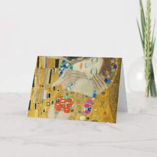 Gustav Klimt The Kiss Faces Detail Painting Card