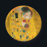 Gustav Klimt The Kiss Paper Plate<br><div class="desc">Paper Plates featuring Gustav Klimt’s oil painting with gold leaf The Kiss (1908). A man and woman, wearing brilliant golden colours, lovingly embrace and kiss in a field of flowers. A great gift for fans of Art Nouveau and Austrian art.</div>
