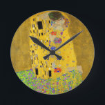 Gustav Klimt The Kiss Round Clock<br><div class="desc">The Kiss painted by Gustav Klimt.</div>