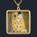 Gustav Klimt The Kiss Vintage Art Nouveau Painting Gold Plated Necklace<br><div class="desc">Gustav Klimt The Kiss Vintage Art Nouveau Painting The Kiss (In German: Der Kuss) was painted by the Austrian Symbolist painter Gustav Klimt between 1907 and 1908, the highpoint of his Golden Period, when he painted a number of works in a similar gilded style. The painting is widely considered a...</div>