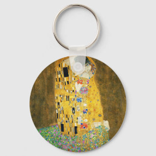 Gustav Klimt The Kiss Vintage Art Nouveau Painting Keychain