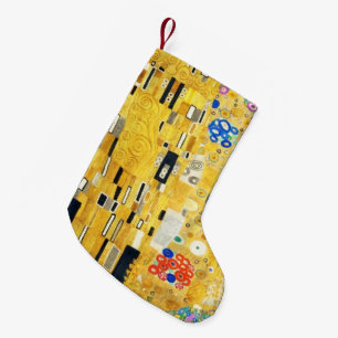 Gustav Klimt The Kiss Vintage Art Nouveau Painting Small Christmas Stocking