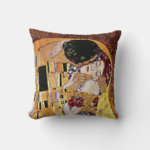 Gustav Klimt - The Kiss - Vintage Art Nouveau Throw Pillow