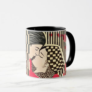 Gustav Klimt The Kiss x Bauhaus optical illusion Mug