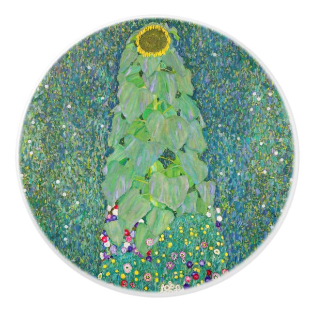 Gustav Klimt - The Sunflower Ceramic Knob (Front)