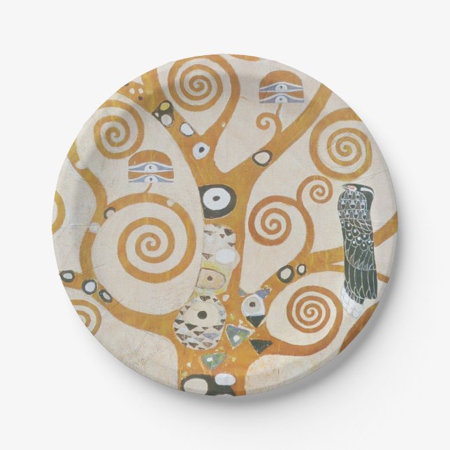 Gustav Klimt The Tree Of Life Art Nouveau Paper Plate (Front)