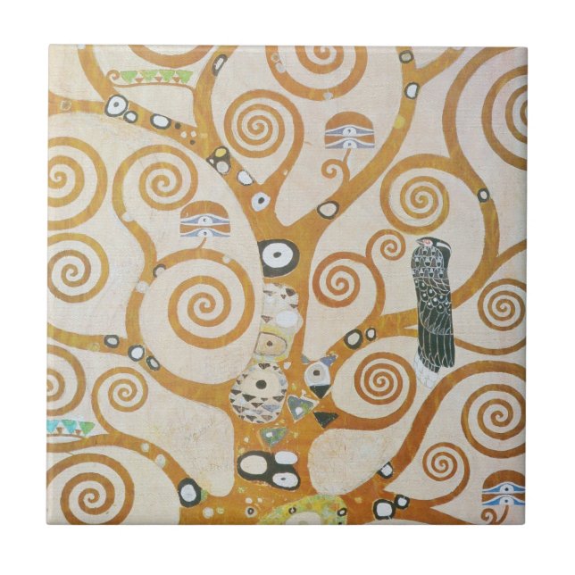 Gustav Klimt The Tree Of Life Art Nouveau Tile (Front)