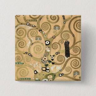 Gustav Klimt - The Tree of Life, Stoclet Frieze 2 Inch Square Button