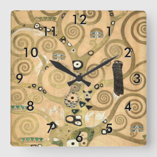 Gustav Klimt - The Tree of Life, Stoclet Frieze Square Wall Clock