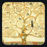 Gustav Klimt The Tree Of Life Vintage Art Nouveau Square Sticker<br><div class="desc">Gustav Klimt The Tree Of Life Vintage Art Nouveau Painting The Tree of Life, Stoclet Frieze (French: L'Arbre de Vie, Stoclet Frieze) is a painting by Austrian symbolist painter Gustav Klimt. It was completed in 1909 and is based on the Art Nouveau (Modern) style in a symbolic painting genre. It...</div>