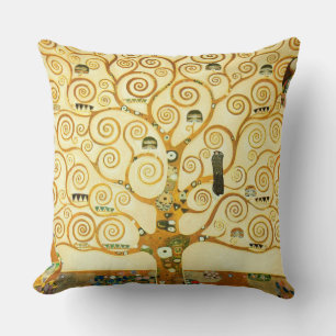 Gustav Klimt The Tree Of Life Vintage Art Nouveau Throw Pillow