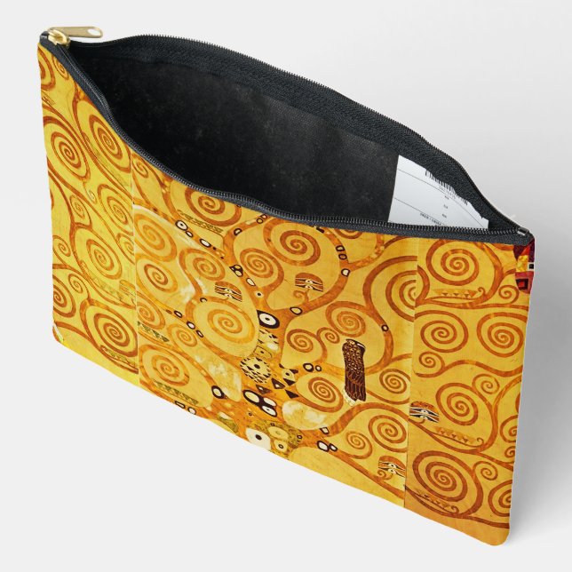 Gustav Klimt Tree of Life: Art Nouveau Symbolist Accessory Pouch (Open)