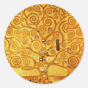 Gustav Klimt Tree of Life: Art Nouveau Symbolist Classic Round Sticker