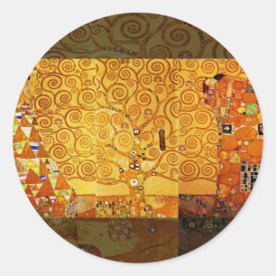 Gustav Klimt Tree of Life: Art Nouveau Symbolist Classic Round Sticker