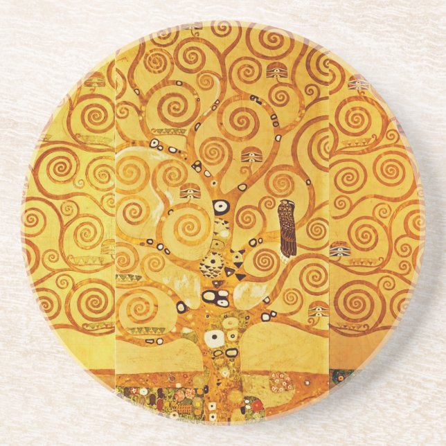 Gustav Klimt Tree of Life: Art Nouveau Symbolist Coaster (Front)