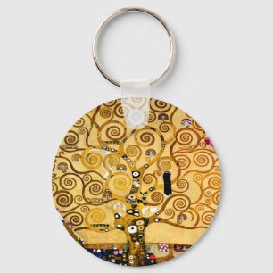 Gustav Klimt Tree of Life: Art Nouveau Symbolist Keychain