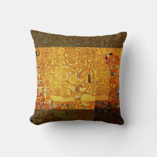 Gustav Klimt Tree of Life: Art Nouveau Symbolist Throw Pillow