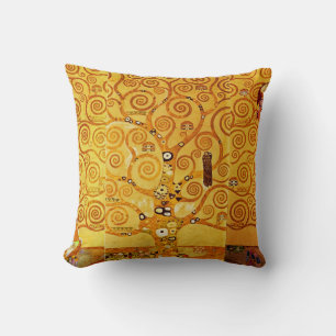 Gustav Klimt Tree of Life: Art Nouveau Symbolist Throw Pillow