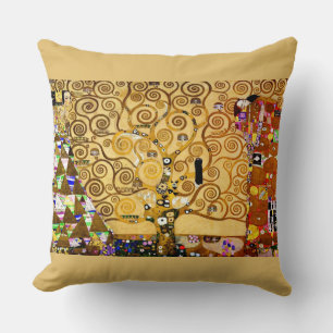 Gustav Klimt Tree of Life: Art Nouveau Symbolist Throw Pillow