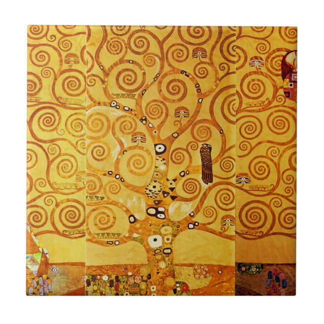 Gustav Klimt Tree of Life: Art Nouveau Symbolist Tile (Front)