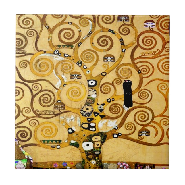 Gustav Klimt Tree of Life: Art Nouveau Symbolist Tile (Front)