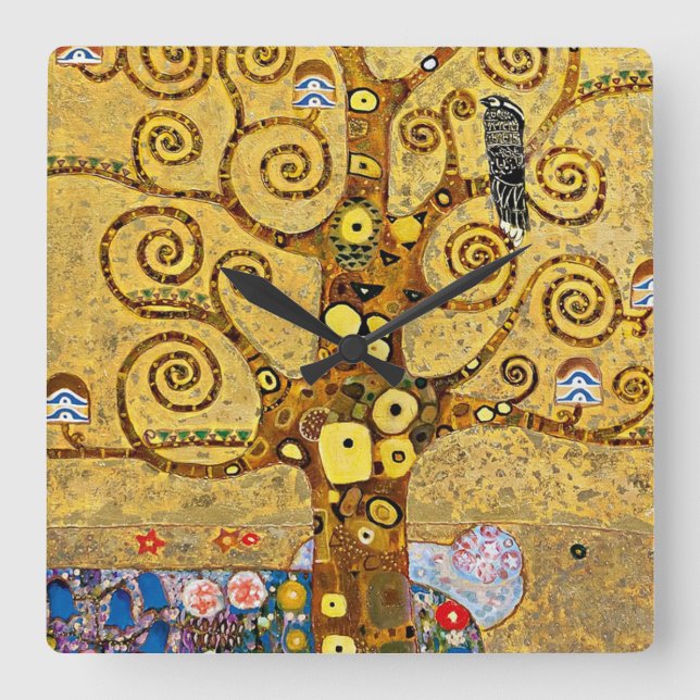Gustav Klimt , "Tree of life" Square Wall Clock (Front)