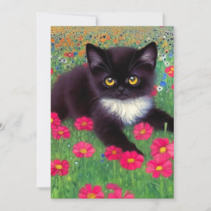 Gustav Klimt Tuxedo Cat Invitation