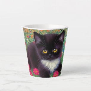 Gustav Klimt Tuxedo Cat Latte Mug