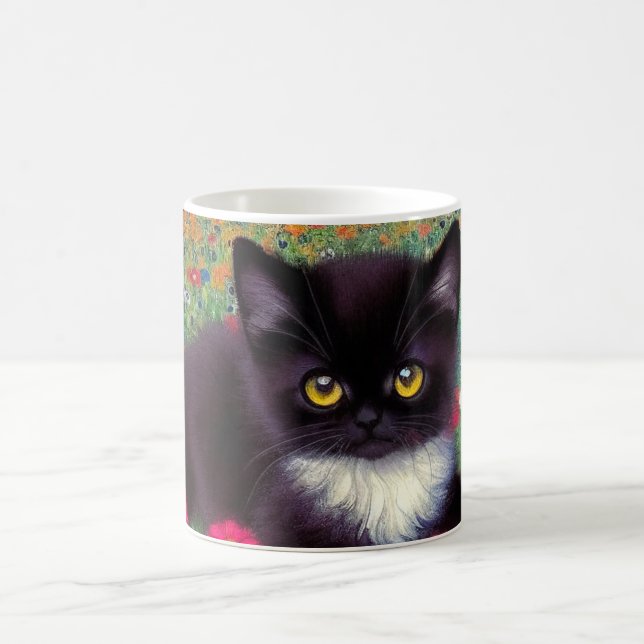 Gustav Klimt Tuxedo Cat Magic Mug (Center)