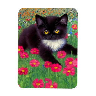 Gustav Klimt Tuxedo Cat Magnet
