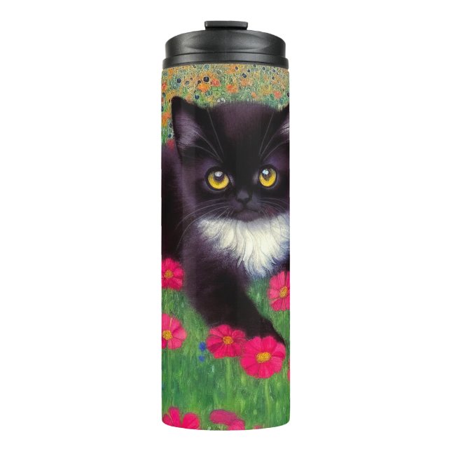 Gustav Klimt Tuxedo Cat Thermal Tumbler (Front)