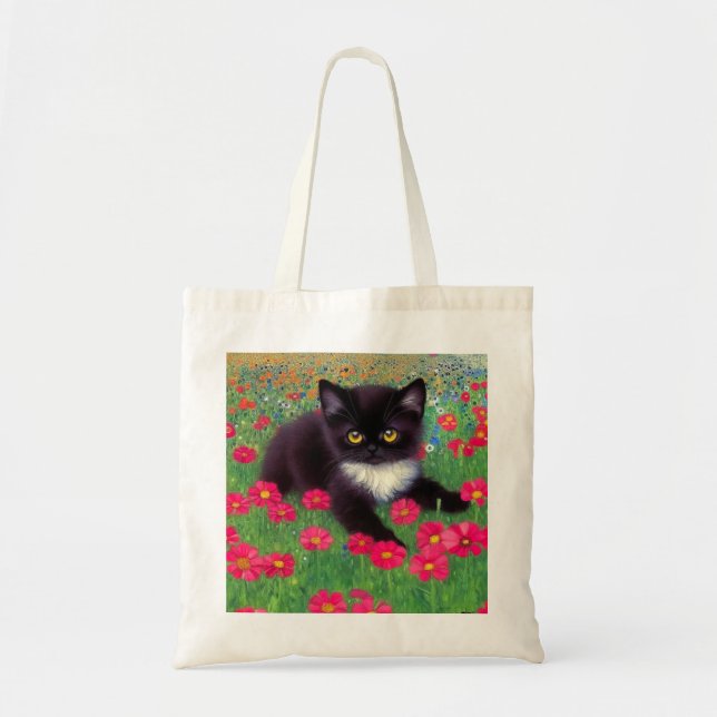 Gustav Klimt Tuxedo Cat Tote Bag (Front)