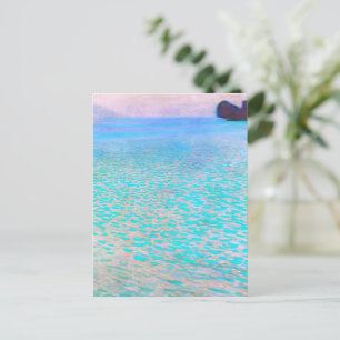 Gustav Klimt's Attersee  famous painting.  Postcard