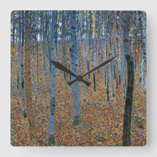 Gustav Klimt's Beech Grove I: Timeless Masterpiece Square Wall Clock