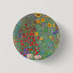 Gustav Klimt's Farm Garden with Sunflowers    1 Inch Round Button