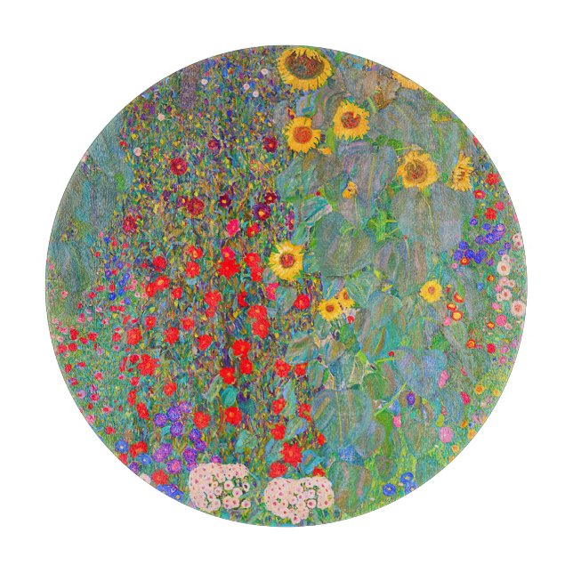 Gustav Klimt's Farm Garden with Sunflowers  Cutting Board (Front)