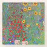 Gustav Klimt's Farm Garden with Sunflowers Glass Coaster<br><div class="desc">Gustav Klimt's Farm Garden with Sunflowers Glass Coaster.</div>