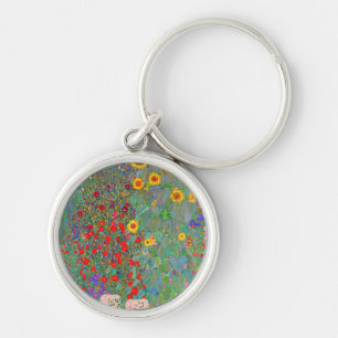 Gustav Klimt's Farm Garden with Sunflowers Keychain
