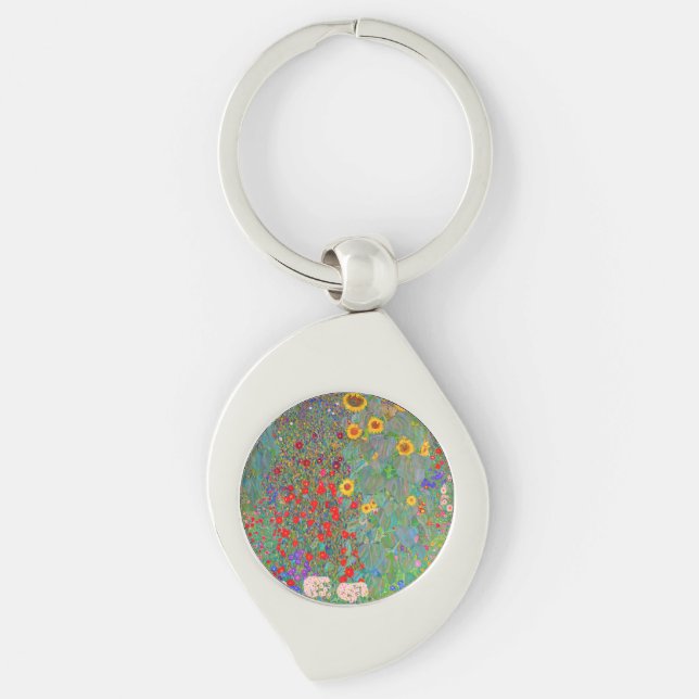 Gustav Klimt's Farm Garden with Sunflowers  Keychain (Front)