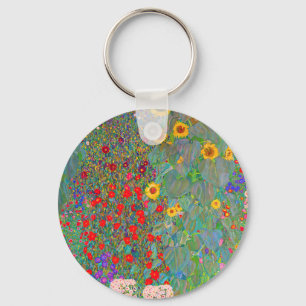 Gustav Klimt's Farm Garden with Sunflowers Keychain