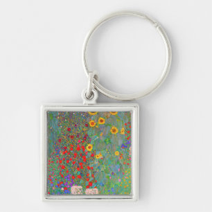 Gustav Klimt's Farm Garden with Sunflowers Keychain