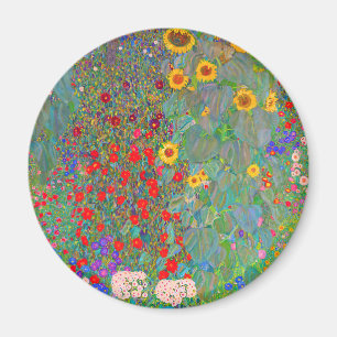 Gustav Klimt's Farm Garden with Sunflowers Magnet