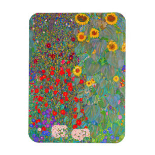 Gustav Klimt's Farm Garden with Sunflowers Magnet