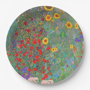 Gustav Klimt's Farm Garden with Sunflowers Paper Plate