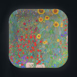 Gustav Klimt's Farm Garden with Sunflowers   Paper Plate<br><div class="desc">Gustav Klimt's Farm Garden with Sunflowers Paper Plates.</div>