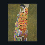 Gustav Klimt's Hope II (1907-1908) Holiday Postcard<br><div class="desc">Hope II (1907-1908) by Gustav Klimt is a striking and symbolic painting that explores themes of birth, death, and hope. This oil-on-canvas work, enhanced with gold and platinum, measures 110.5 cm × 110.5 cm. The central figure is a pregnant woman with closed eyes, bowing her head towards her bare breasts...</div>