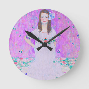Gustav Klimt's Mäda Primavesi paintng   Round Clock