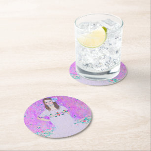Gustav Klimt's Mäda Primavesi paintng Round Paper Coaster