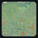 Gustav Klimt's painting, Mohnfeld Square Sticker<br><div class="desc">Mohnfeld,  famous landscape painting by Gustav Klimt.</div>